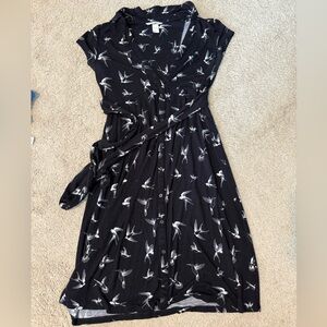 H&M White and Black Midi Wrap Dress